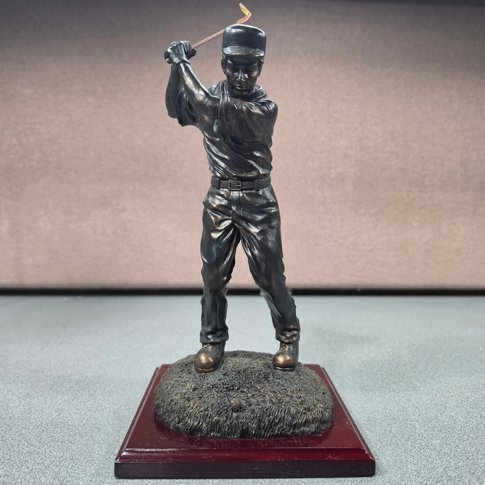 Bronze Golfer Figurine Teeing off Excellent Mid-Swing Sports Statue 11"
